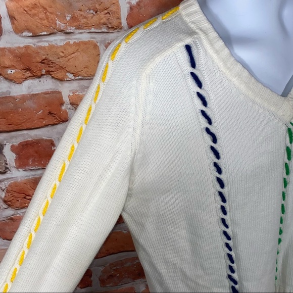 Vintage textured v neck rainbow sweater M - Picture 7 of 8